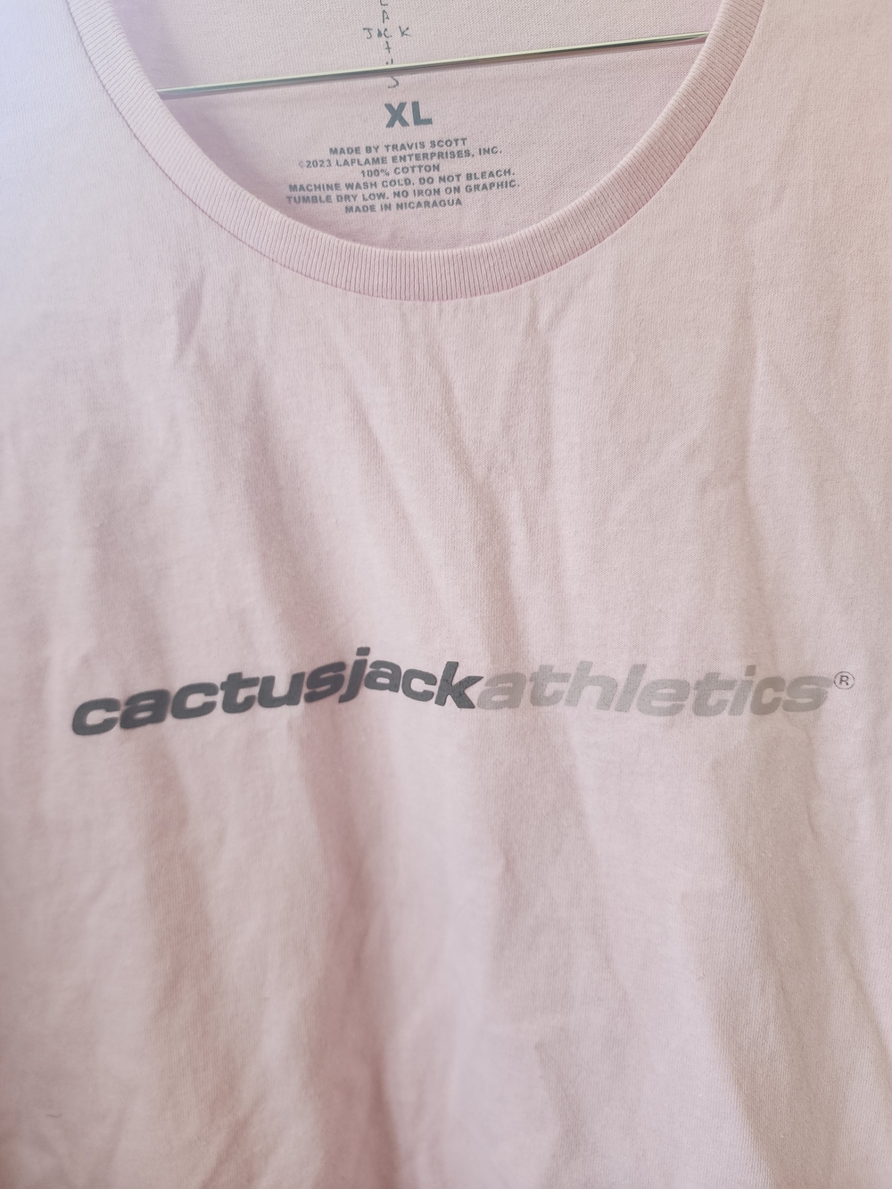 Travis Scott Light Pink Crewneck Tee with Gray Interior Print XL